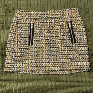 J. Crew Multicolor Tweed Mini Skirt with Zipper Details